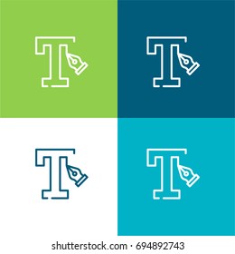 Text green and blue material color minimal icon or logo design