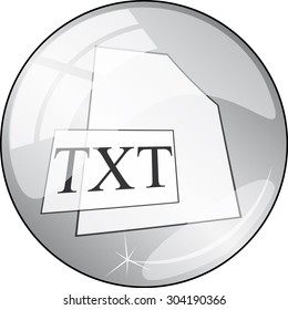 text grey circular icon on white background