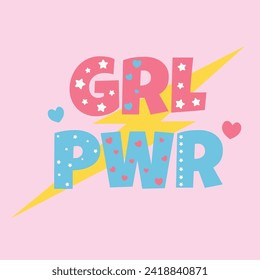 Text GRL PWR on pink background