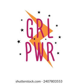 Texto GRL PWR sobre fondo blanco