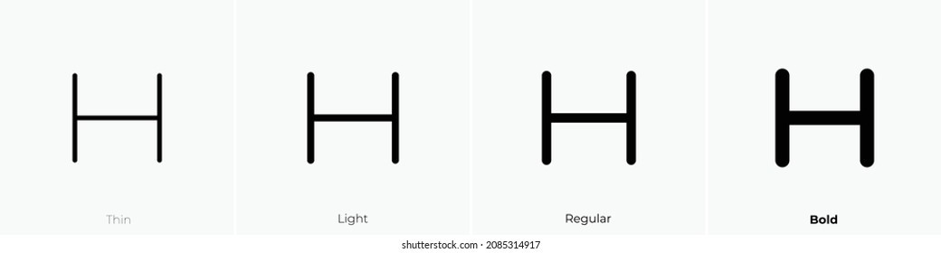 text h icon. Thin, Light Regular And Bold style design isolated on white background