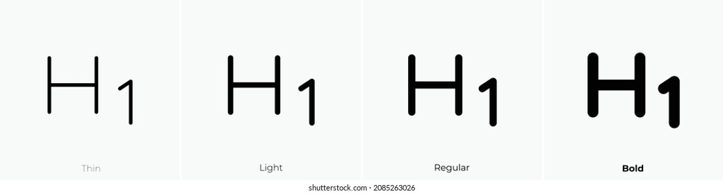 texto h un icono. Diseño delgado, ligero y audaz aislado en un fondo blanco