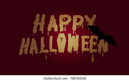 text Halloween Banner, Vector Illustration