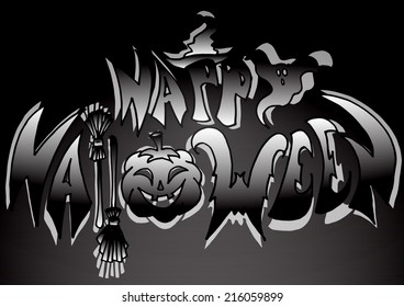 The text of the Halloween symbols of the holiday in the form of letters .