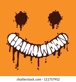 text halloween with terrible smile