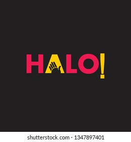 text halo hand symbol logo vector