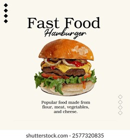 Text and hamburger drawn for templates design.