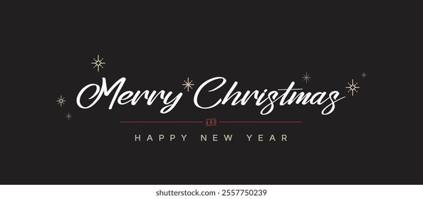 Text hand lettering New year greeting and Merry Christmas isolated Vector. Hand drawing Calligraphy hand written illustration. Holiday Card design template on isolated background.