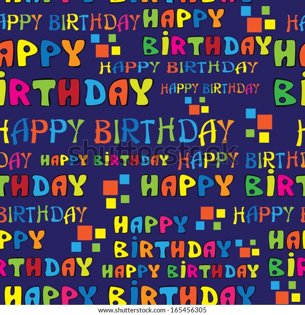 Text Happy Birthday Seamless Pattern Stock Vector (Royalty Free) 165456305