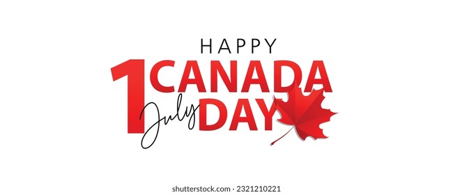 Text HAPPY CANADA DAY and maple leaf on white background