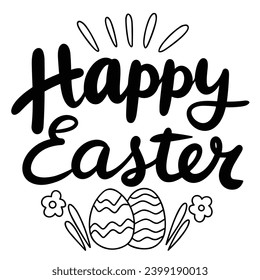 Inscripción de texto Feliz Pascua. Texto de escritura a mano Feliz Pascua. Composición cuadrada de la pancarta de texto. Arte vector dibujado a mano.
