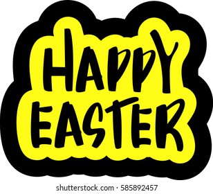text - ''Happy Easter'' Modern brush calligraphy. Isolated on white background. Hand drawn lettering element for prints, cards, posters, products packaging, branding.