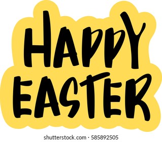 text - ''Happy Easter'' Modern brush calligraphy. Isolated on white background. Hand drawn lettering element for prints, cards, posters, products packaging, branding.