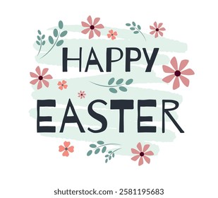 The text of the happy Easter on a white background. Greeting Card