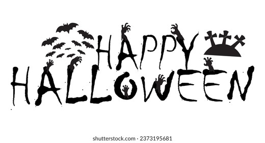Text HAPPY HALLOWEEN on white background