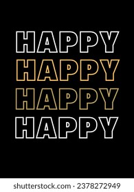 the text happy has a black background