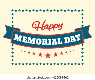 Text Happy Memorial Day stars vector illustration design banner or a stamp on white background EPS 10