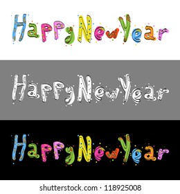 Text "Happy new year"  from candy alphabet. Vector illustration