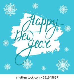 Text Happy New Year. Hand lettering. Vector illustration