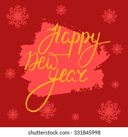 Text Happy New Year. Hand lettering. Vector illustration