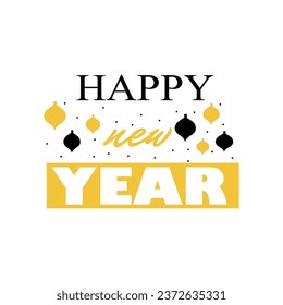 Texto FELIZ AÑO NUEVO sobre fondo blanco