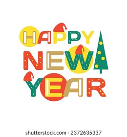 Text HAPPY NEW YEAR on white background
