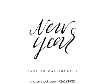 Text Happy New Year. Xmas calligraphy lettering.