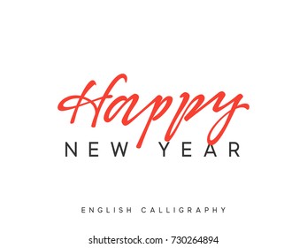 Text Happy New Year. Xmas calligraphy lettering.