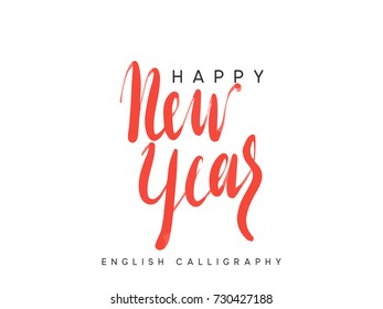 Text Happy New Year. Xmas calligraphy lettering.