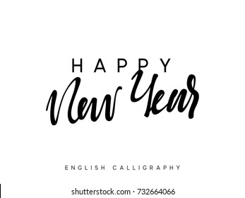 Text Happy New Year. Xmas calligraphy lettering.
