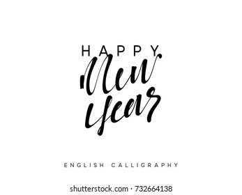 Text Happy New Year. Xmas calligraphy lettering.