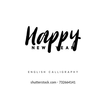 Text Happy New Year. Xmas calligraphy lettering.
