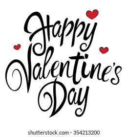 Text of Happy Valentine's Day with decorative heart symbols for Valentine's day theme and background