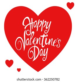 Text of Happy Valentine's Day with decorative heart symbols.