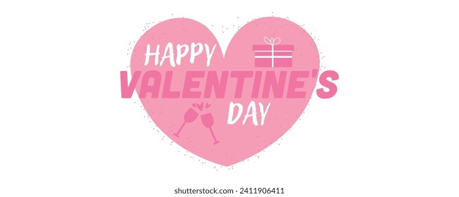 Text HAPPY VALENTINE'S DAY and pink heart on white background