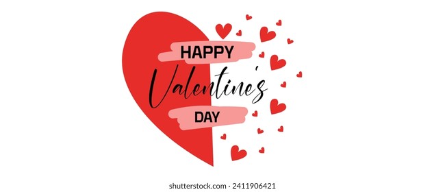 Text HAPPY VALENTINE'S DAY and red hearts on white background