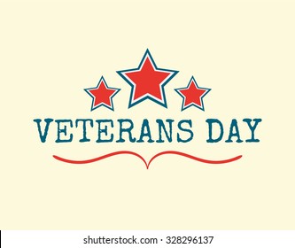 Text Happy Veterans Day flag and stars vector illustration design banner or a stamp on white background EPS 10