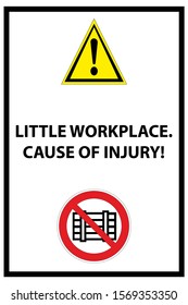Text "Harassment of the workplace - the cause of injuries ". Vector illustration.Signs