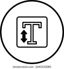 Text Height Adjustment Icon within Circle: Vector Graphic for Typography Settings