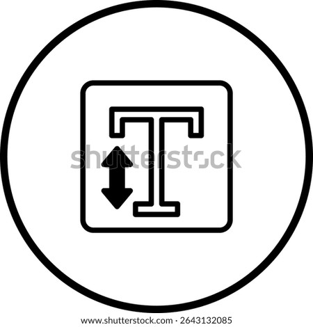 Text Height Adjustment Icon within Circle: Vector Graphic for Typography Settings