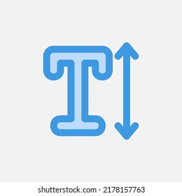 Text height icon in blue style about text editor, use for website mobile app presentation