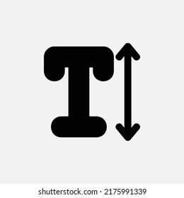 Text height icon in solid style about text editor, use for website mobile app presentation