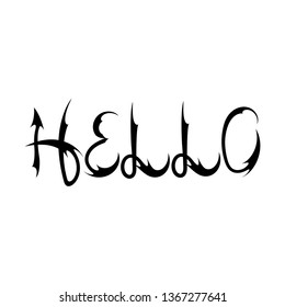 Text hello - hand-lettering, typography, calligraphy. Vector