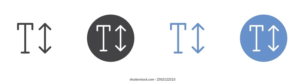 Text hieght icon Flat simple outline set