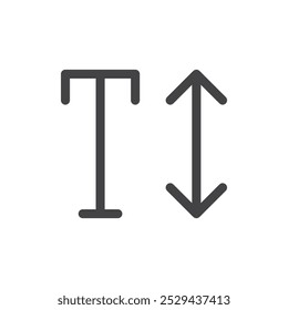 Text hieght icon Thin outline art symbol