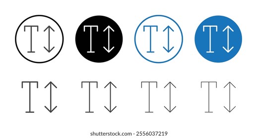 Text hieght icon Thin outline art symbol