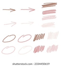 Text highlihgters, arrows, circles and abstract doodle writing design vector set