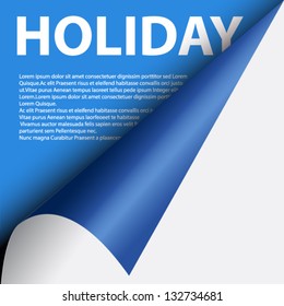 Text Holiday Under Blue Curled Corner