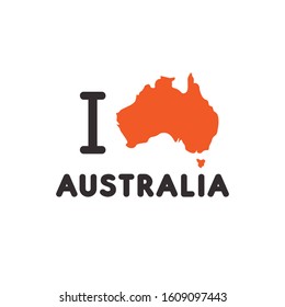 Text "Ich liebe Australien" und Karte von Australien. Minimalistisches Poster.