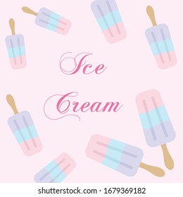 Text "Ice cream" on the pink background